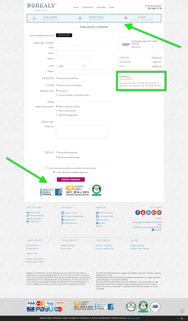 Exemplu checkout cu eliminarea obiectiilor clientului