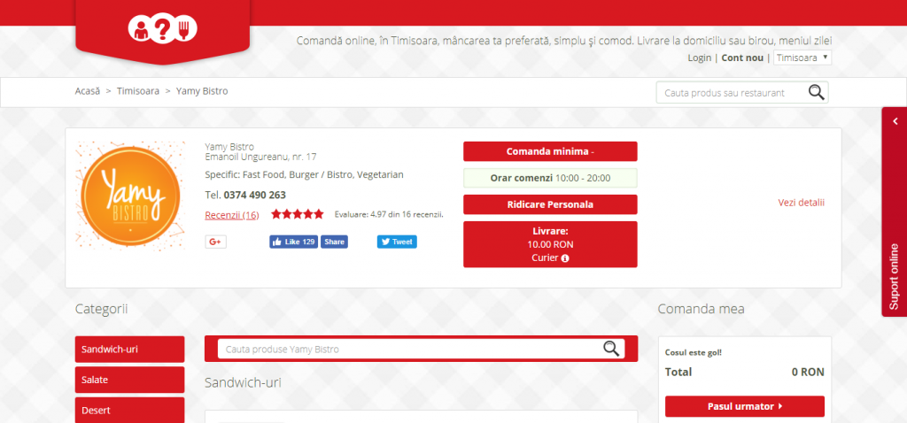 Landing page comanda 
