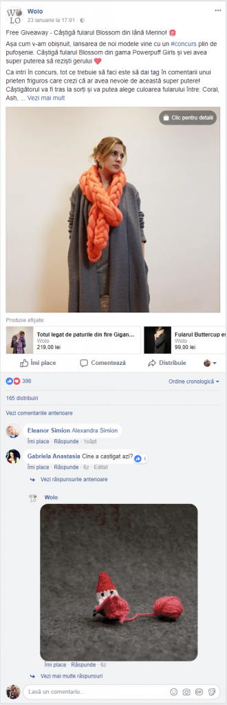 Exemplu personalizare postari + concurs pe Facebook