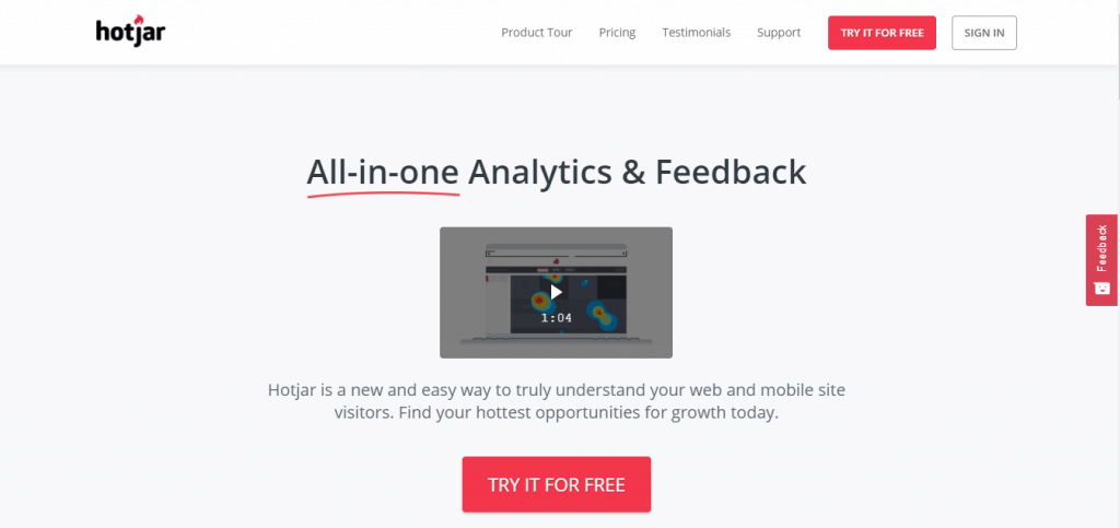 hotjar homepage video
