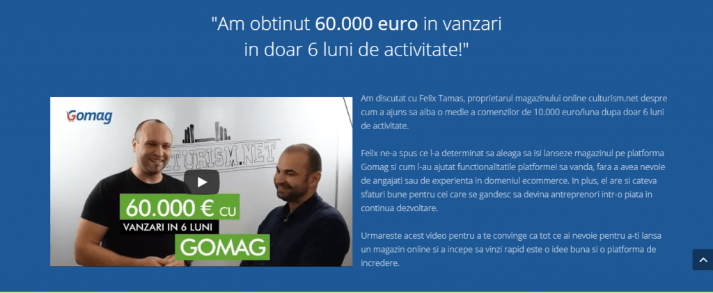 landing page gomag video