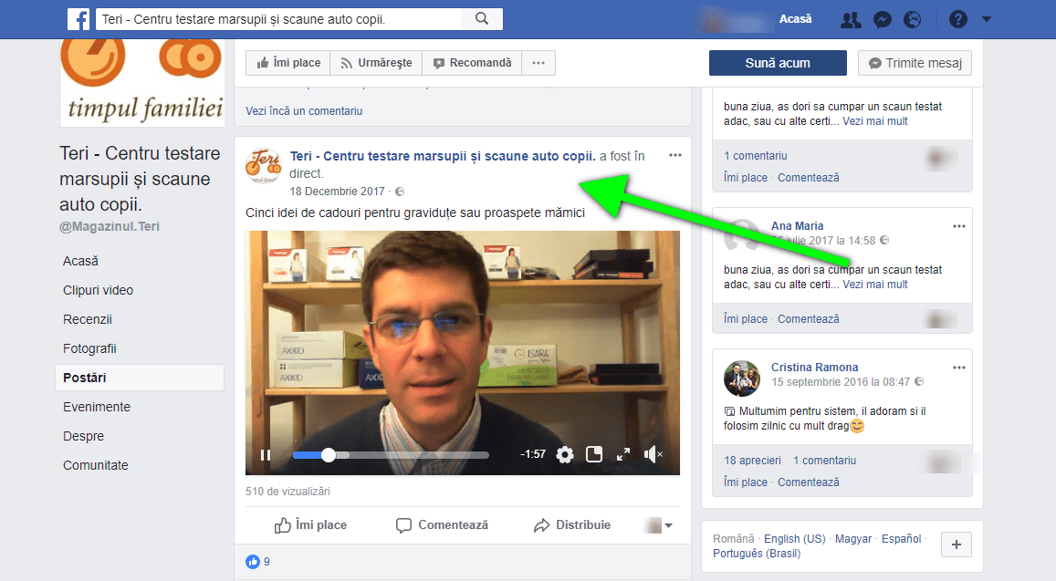video Facebook live teri.ro