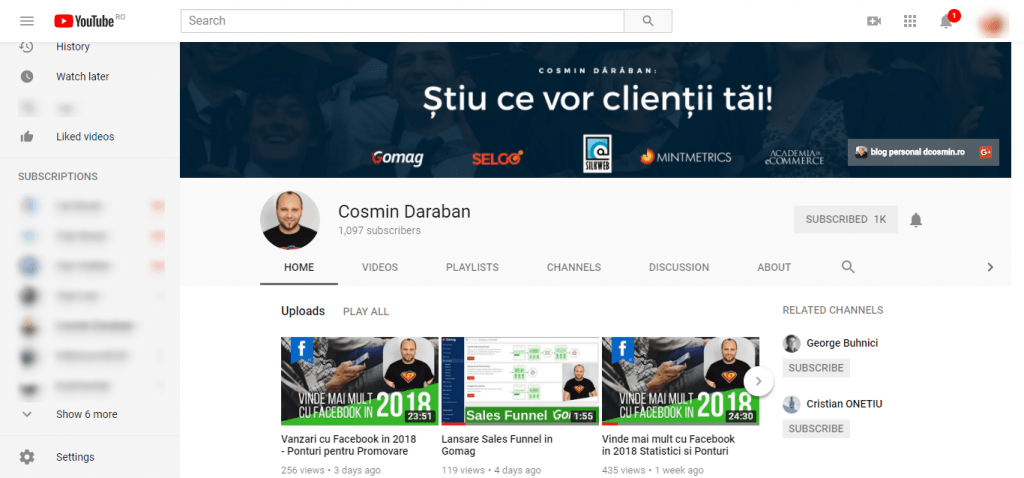 canal youtube cosmin daraban