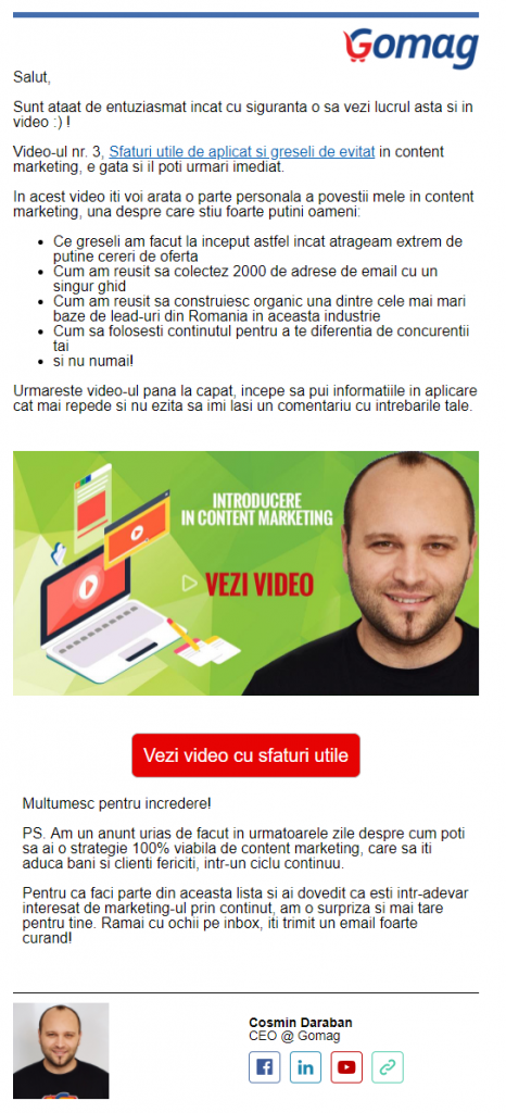 formula in 3 pasi pentru email
