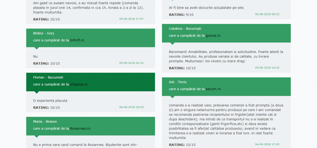 exemplu site recenzii pentru analiza competitorilor