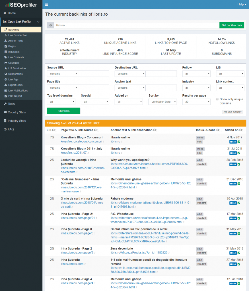profil backlink-uri open link profiler